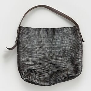 COLE HAAN Leather‎ Metallic Woven Shoulder Bag Hobo Bronze